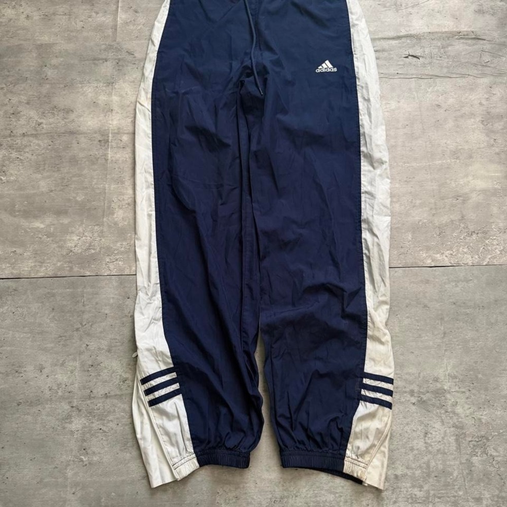 Vintage 90s Adidas navy blue track pants with white side panels